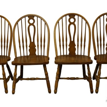 Set of 4 KELLER FURNITURE Solid Oak Rustic Country Style Dining Chairs 2714760 