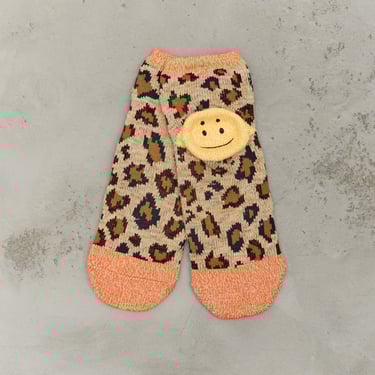 Kapital 84 Yarns RAINBOWY HAPPY HEEL Leopard Ankle Socks, Orange
