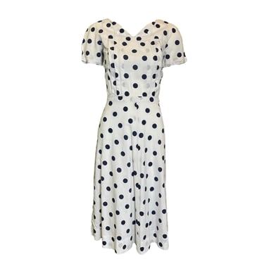 1940s Polka Dot Cotton Day Dress
