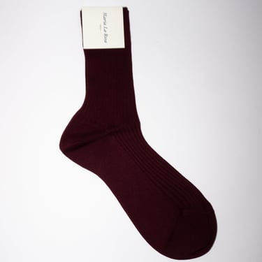 Ribbed Cotton Sock in Bordeaux