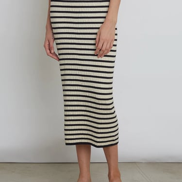 Carrie Stripe Tube Skirt - Ivory/Black