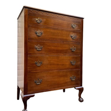 Free Shipping Within Continental US - (Available by online Purchase only )Vintage Dresser with Ball and Claw feet 5 Drawers Dovetailed 