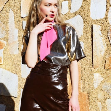 DOLCE & GABBANNA 00s Y2K Vintage Patent Leather Skirt SZ M 