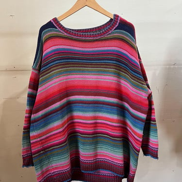 XXL, Vintage 1990s Striped Cotton Sweater, Oversized, S2 