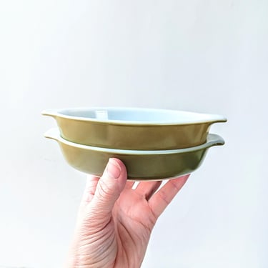 2 Vintage Oval Pyrex Tableware Personal Casserole Au Gratin Dish /Pixie Verde Avocado Green / MCM Retro 1970s/ 10 0z/ #700 
