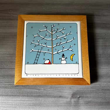 Vintage Lillian Vernon Winter Tile trivet, wall hanging 