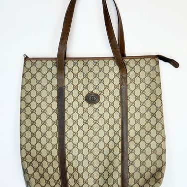 Large Brown Gucci Monogram Tote Bag