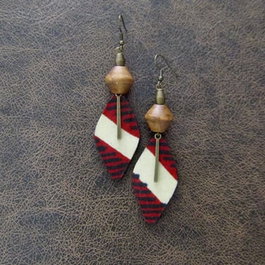 African print earrings, Ankara earrings, wood earrings, bold statement earrings, Afrocentric batik earrings, patterned fabric earrings 42 