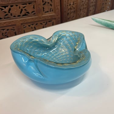 Blue with Gold Flecks Murano Ashtray