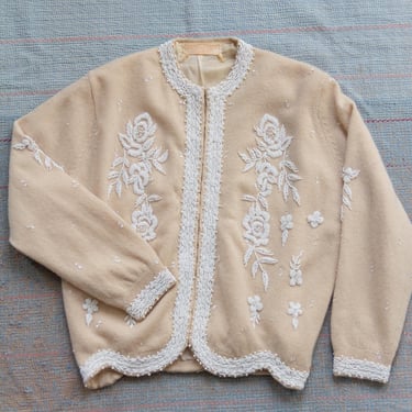 50s Lambswool Beaded Cardigan 