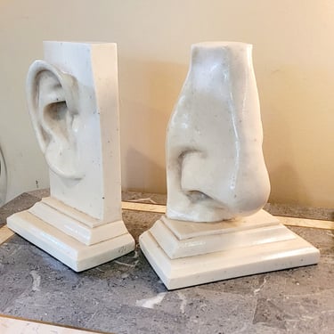 Vintage 1980s Nose and Ear Bookends Pair 