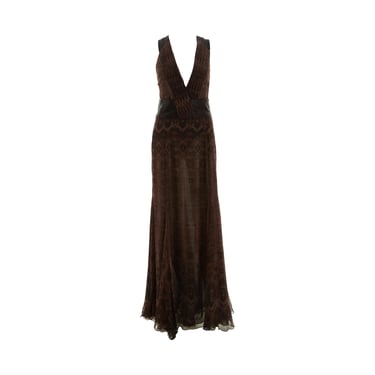 Roberto Cavalli Beaded Snakeskin Print Gown