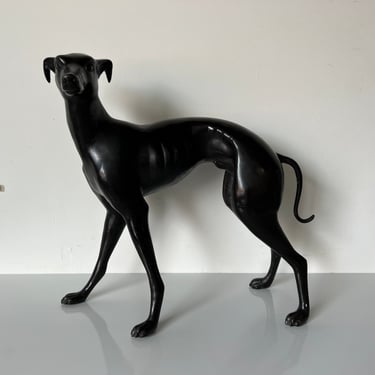 Vintage Bronze Greyhound Whippet Dog Statue Sculpture 