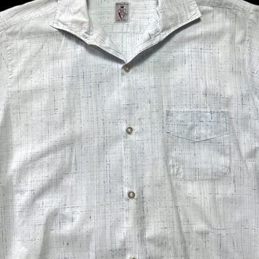 Vintage 1950s BVD Cotton Sport Shirt ~ M ~ Italian / Continental Collar ~ Atomic Fleck ~ 