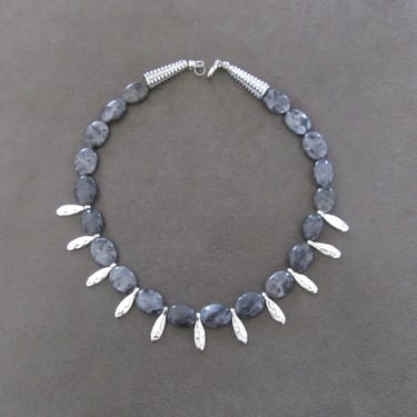 Gray stone tribal necklace 