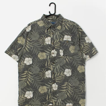 Vintage Hawaiian shirt in forest green - Large 