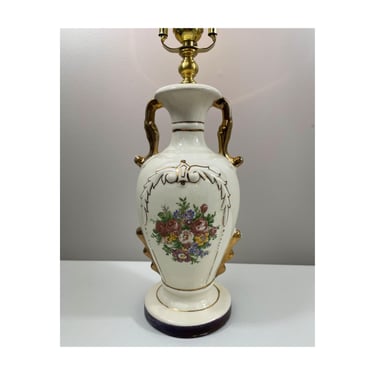 Refurbished Mid Century Floral Table Lamp - Colorful Flowers - Royal Oxford China - Small Table Lamp - 23