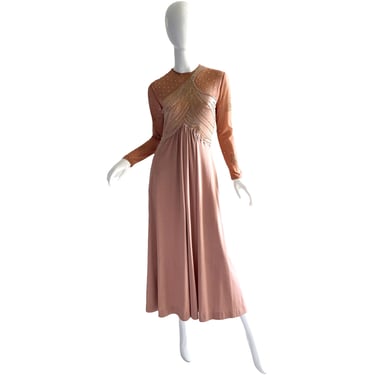 70s Giorgio Di Sant’ Angelo Dress / Vintage Rhinestone Bodysuit Dress / 1970s Disco Metallic Dress Small 