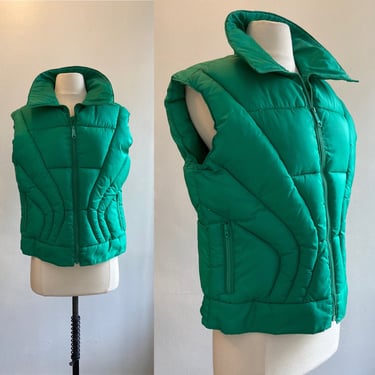 Vintage 80s PUFFER SKI Vest / Cool Stitch Detail / Mountain Goat by White Stag / XL 