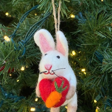 Felt Bunny Holding A Heart Ornament