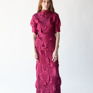 Raspberry Pleated Dress Set | Yoshiki Hishinuma 