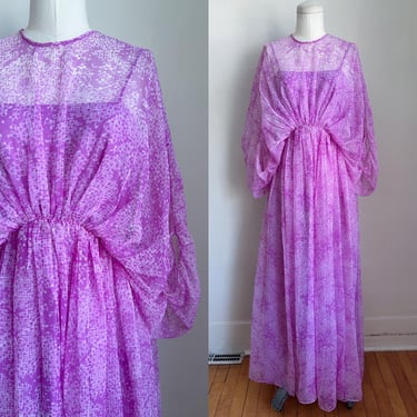 Vintage Pink Chiffon Angle Wing Dress / XS 