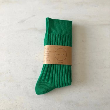 Ribbed cotton high socks, green