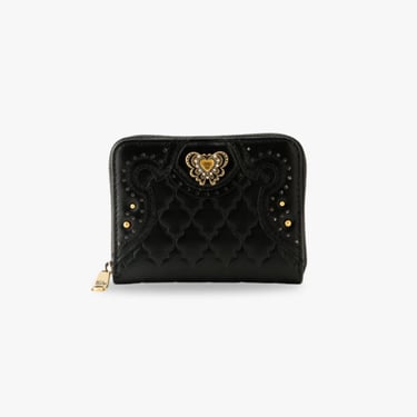 Victorian Quilted Small Wallet-Black
