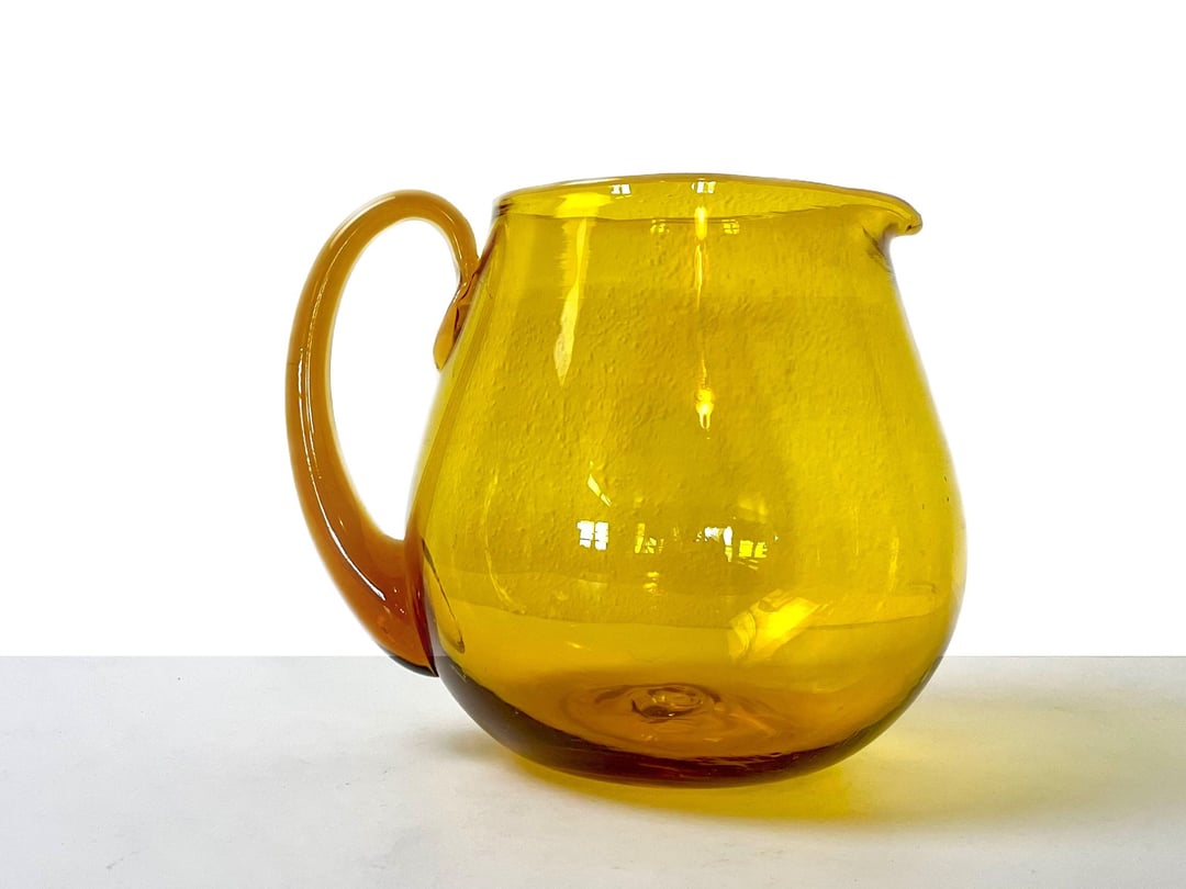 Vintage Blenko Glass Co Jonquil 3750 Pitcher Rocket City Retro Cocoa Fl