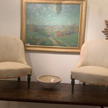 Antique Pair French Slipper Chairs Napoleon III 