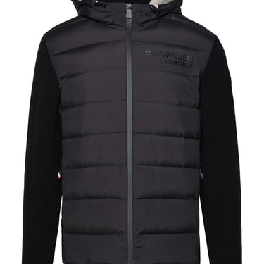 Moncler Grenoble Tricot Cardigan In Polyester And Black Stretch Ripstop Man