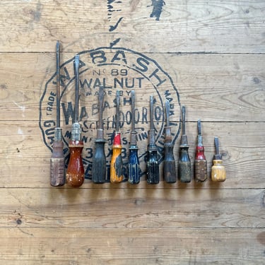 Vintage lot of Wood Handled Screwdriveds Rustic Tool Decor 