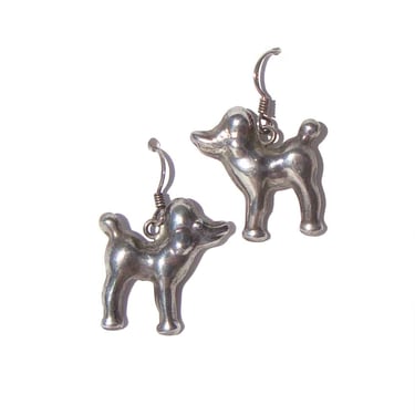 Vintage Sterling Silver Poodle Dog Earrings 