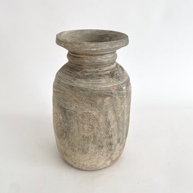 Rustic Bleached Wood Vessel Vase Jug 