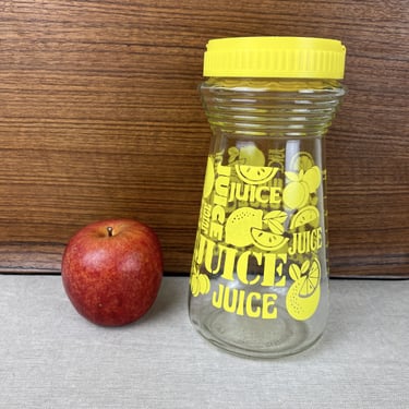 Yellow printed graphics juice bottle - 1970s vintage 