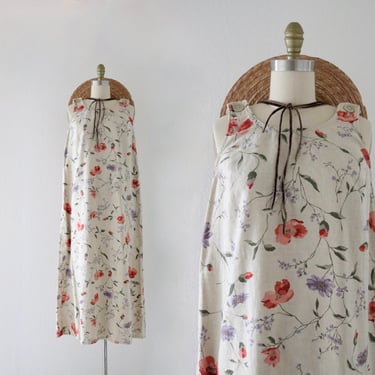 botanical linen maxi dress - s 