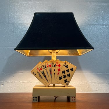 Vintage Y2K Playing Cards and Dice Resin Table Lamp 