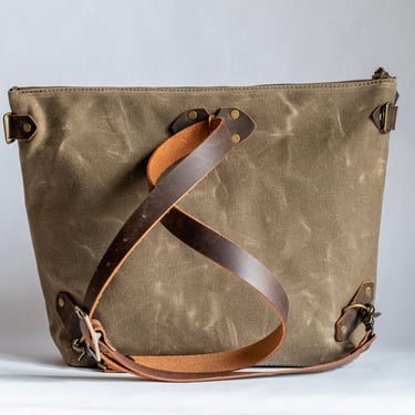 Waxed Canvas Convertible Backpack | Tote Bag | Crossbody Bag | Made in USA 