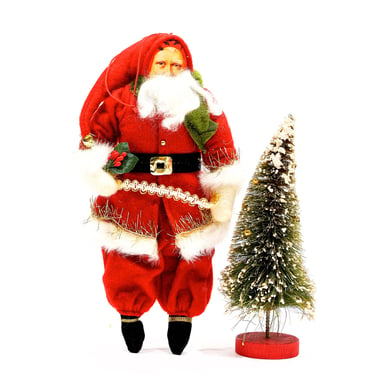 VINTAGE: 10.75" Large Santa Clause Doll Ornament - Old World Christmas - Paper Face Santa - Fabric Santa - Christmas - SKU Tub-703-00017031 