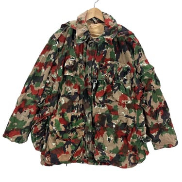 Vintage Swiss Military M70 Alpenflage Camo Parka Jacket W/ Removable Pouch Large