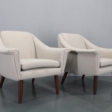 1960s Pair of Danish Restored Armchairs / Vintage Chair / White colour / Mid-century 