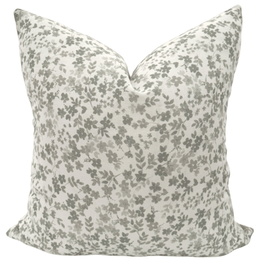 Sage Flower Block Print Pillow Cover