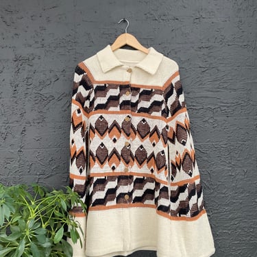 Abstract Fish 1970s Sweater Cape