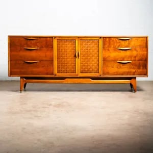 Mid Century Modern Credenza Dresser 9 Drawer Walnut Lane Perception Drawer Mcm