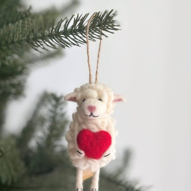 Deer Harbour Design | Sheep Holding Heart Ornament