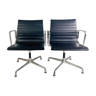 2x Vitra EA 108 office chair Charles & Ray Eames leather black 