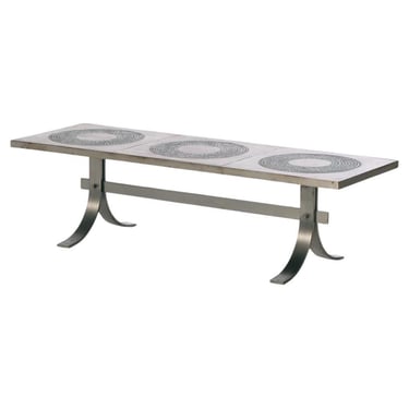 A Brutalist Steel and Ceramic Coffee Table by Marc D’Haenens, C. 1970.
