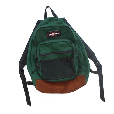 Vintage Eastpak Green Leather Bottom Backpack - 1980s | Milk