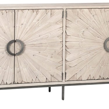 Reclaimed Pine Light Warm Wash Finish Sideboard Cabinet with Iron Base by Terra Nova Furniture Los Angeles 