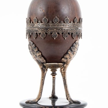 Victorian Sterling Mounted Coconut Goblet, 1896